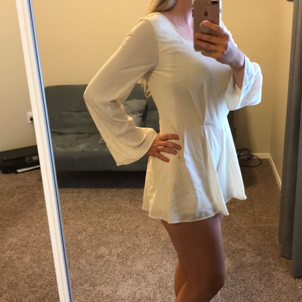 Cream Long Sleeve Romper